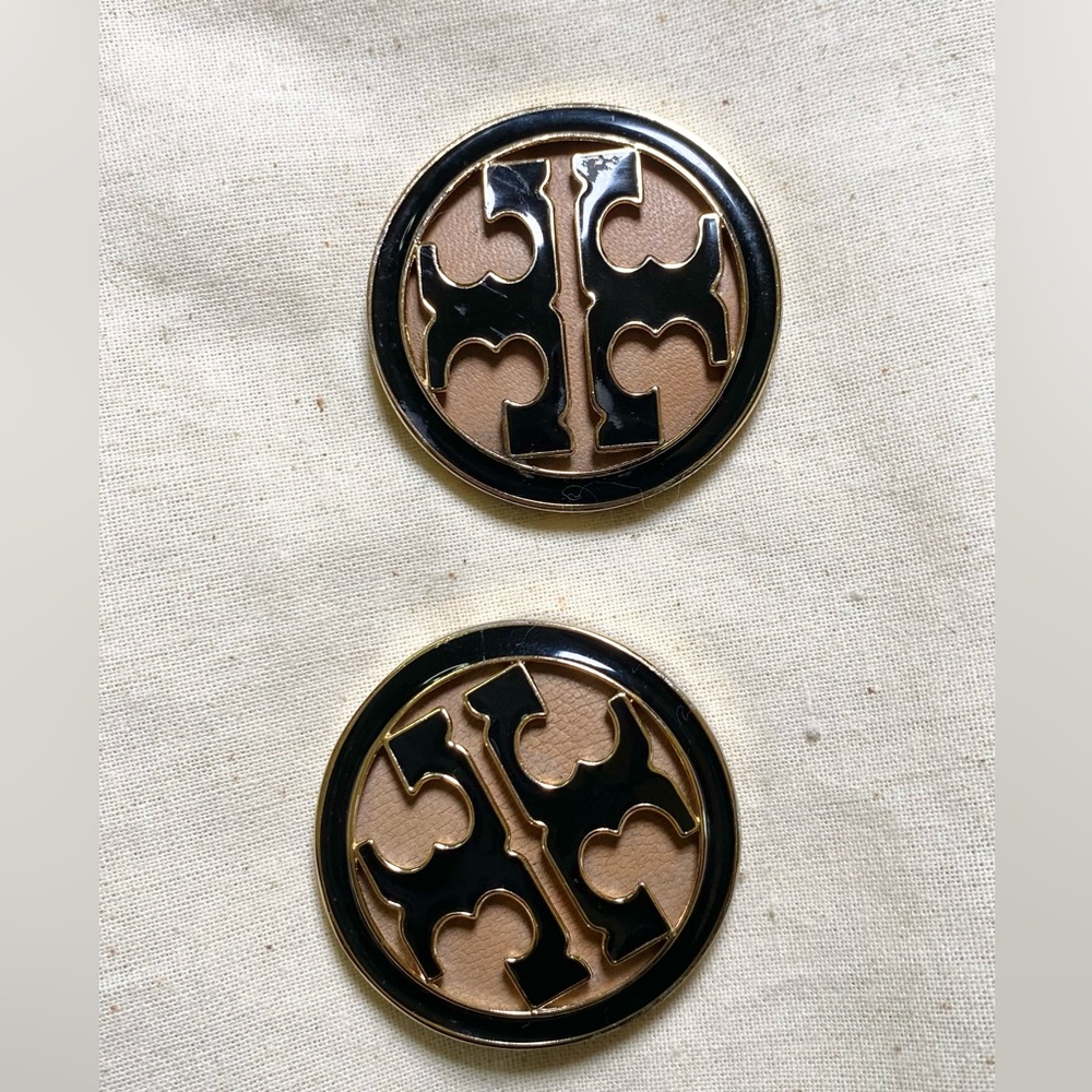 2 Tory Authentic Leather Tan/Black/Gold Circle hardware (for upcycle)